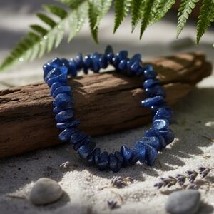 Blue Goldstone Aventurine Chips Handmade Boho Chic Stretch Bracelet ✨